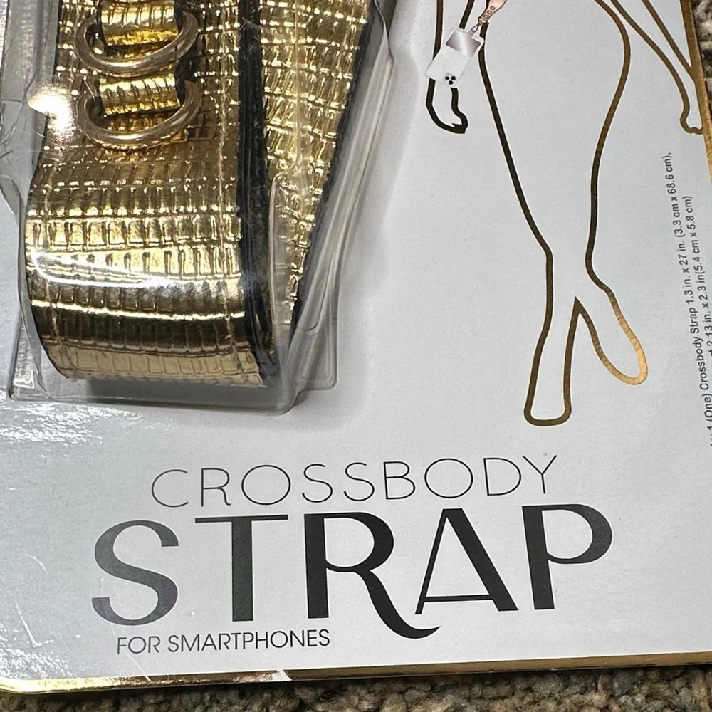 Crossbody Strap for Smartphones or Crossbody Bags Gold Embossed Guitar Strap NWT